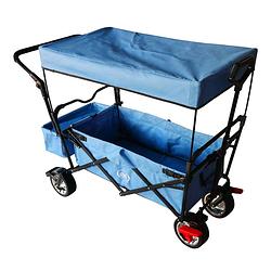 Foto van Axi ab210 opvouwbare bolderwagen / vouwwagen met dak, tas, rem en duwstang blauw - metaal