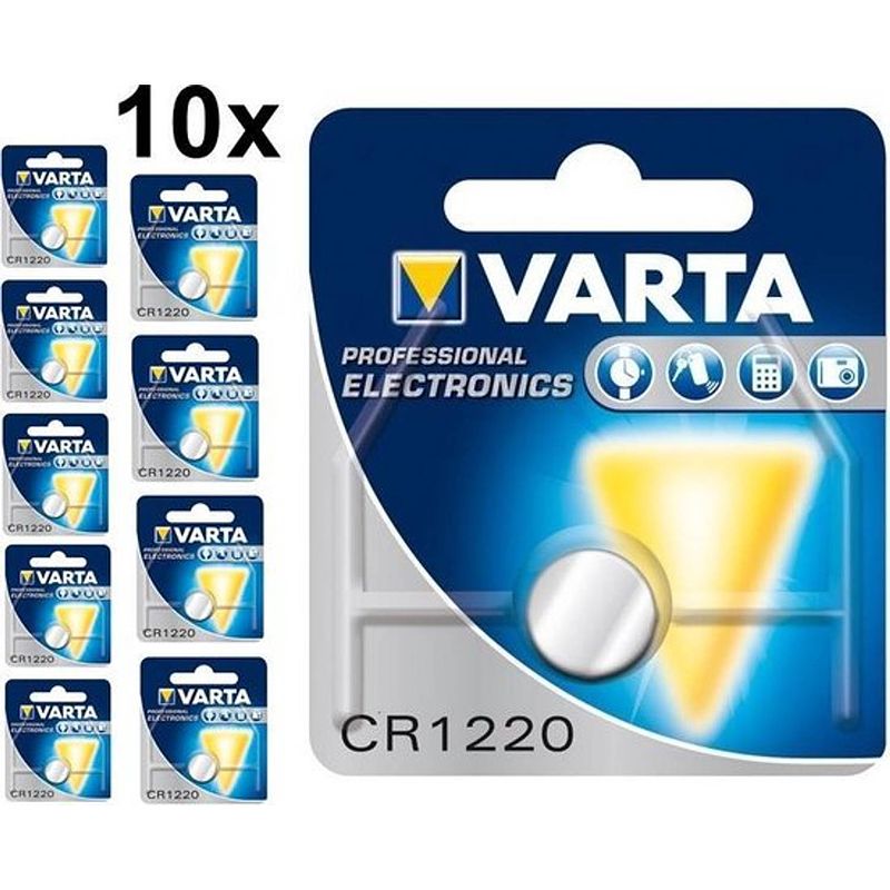 Foto van Varta professional electronics cr1220 6220 35mah 3v knoopcelbatterij - 10 stuks