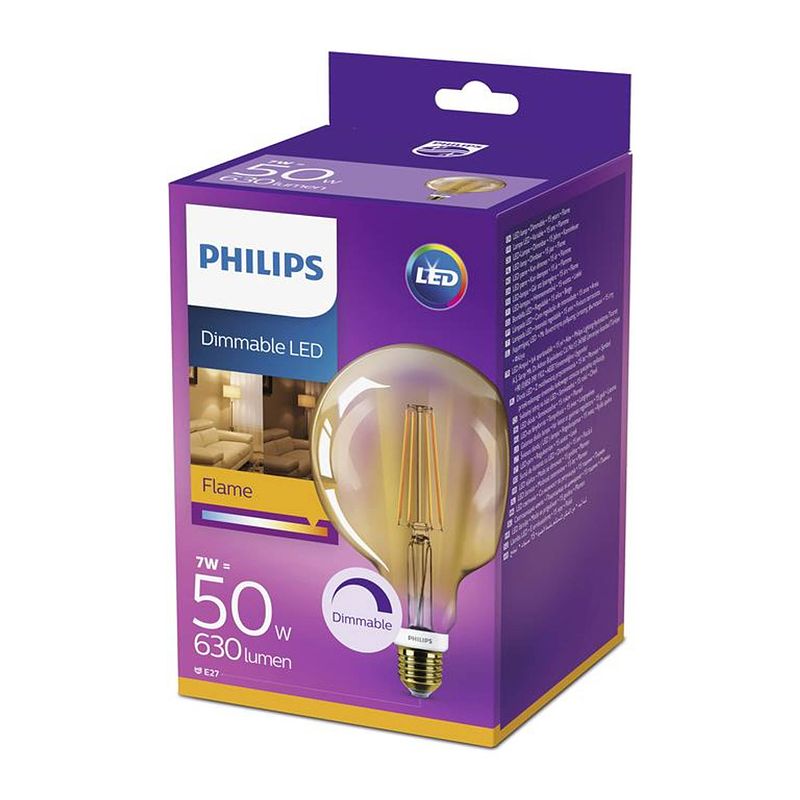 Foto van Philips - ledclassic 50w g120 e27 2000k gold d