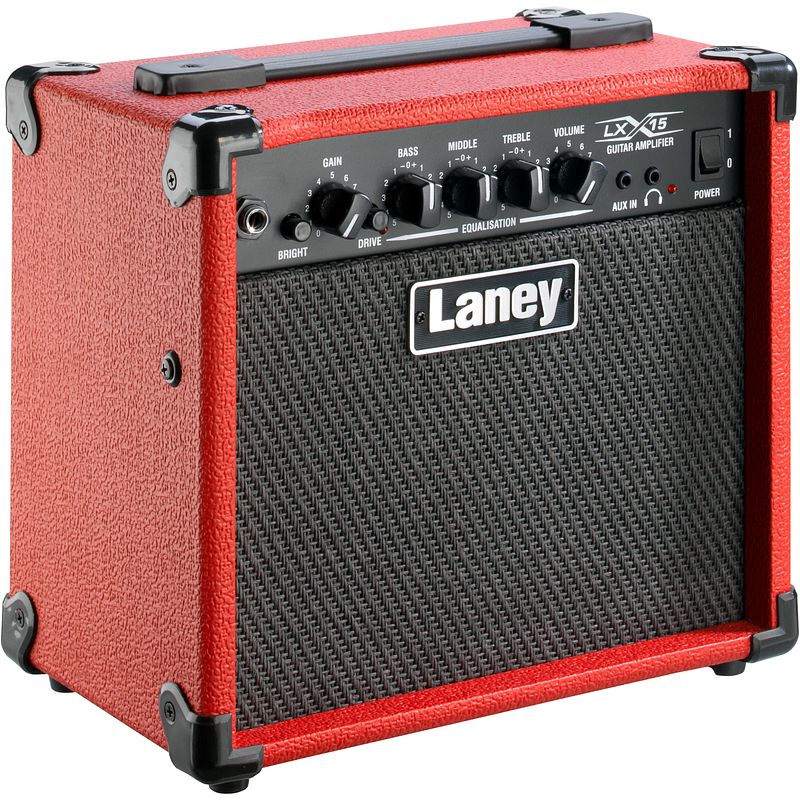 Foto van Laney lx15-red 15w transistor gitaarversterker combo