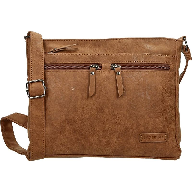 Foto van Bicky bernard schoudertas - camel-cognac tassen dames schoudertas schoudertas dames crossbody tas