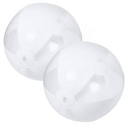 Foto van 2x stuks opblaasbare strandballen plastic wit 28 cm - strandballen