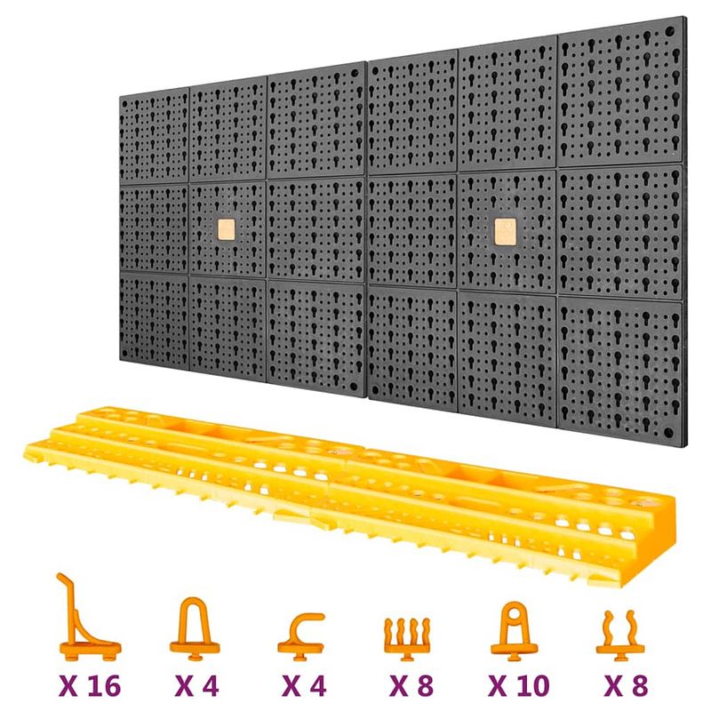 Foto van Vidaxl gereedschapswand 50 haken 500x1000 mm polypropeen