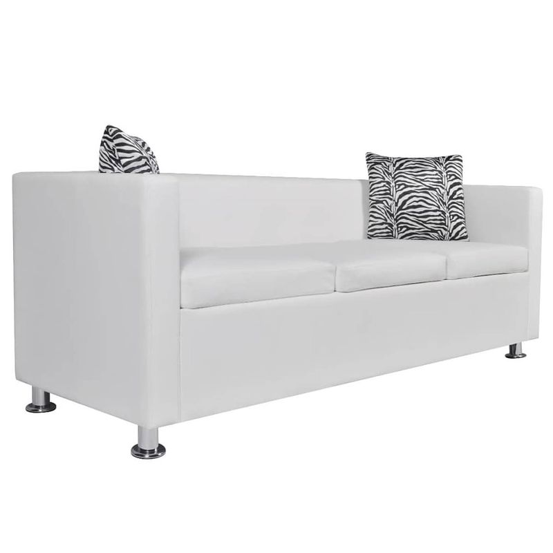 Foto van The living store driezitsbank - kunstleer - optimaal zitcomfort - brede zitting - 170 x 62.5 x 63 cm - wit