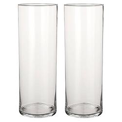 Foto van 2x ronde glazen cilinder vaas/vazen transparant 55 cm lang - vazen
