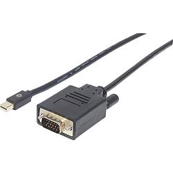 Foto van Manhattan mini-displayport / vga adapterkabel mini displayport stekker, vga-stekker 15-polig 1.80 m zwart 152167 folie afscherming, rond, ul gecertificeerd,