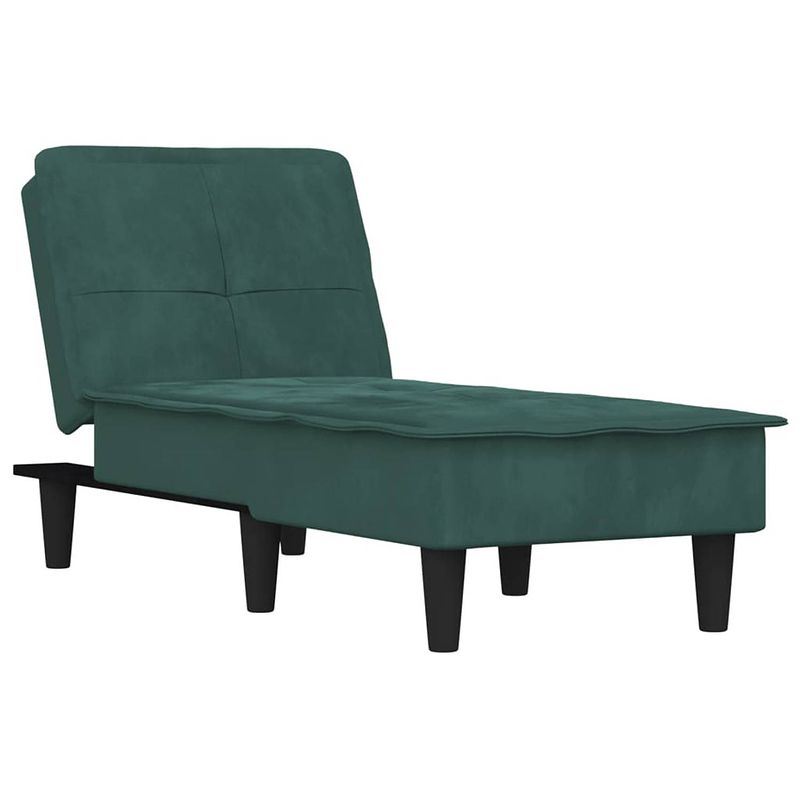 Foto van The living store verstelbare chaise longue - fluweel - donkergroen - 55x140x70 cm - multifunctioneel