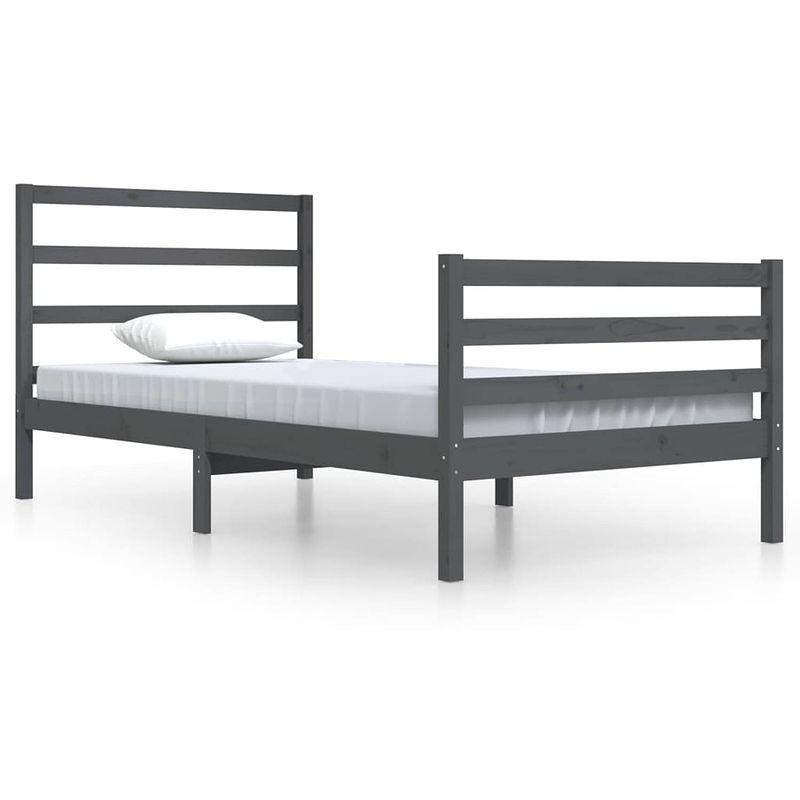 Foto van Vidaxl bedframe massief grenenhout grijs 100x200 cm