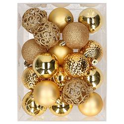 Foto van 37x stuks kunststof kerstballen licht goud 6 cm - kerstbal