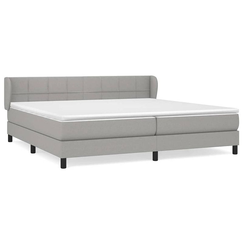 Foto van The living store boxspringbed - comfort - bed - 203 x 203 x 78/88 cm - lichtgrijs