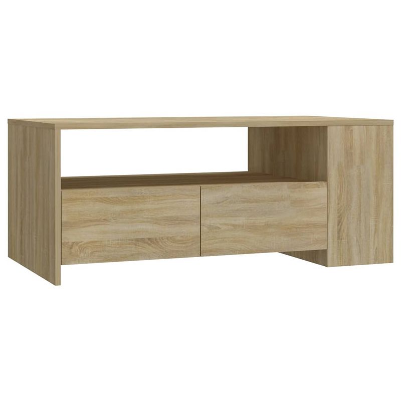 Foto van The living store salontafel - sonoma eiken - bewerkt hout - 102 x 55 x 42 cm - opbergruimte