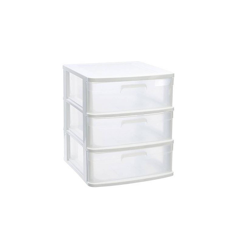 Foto van Ladeblok/bureau organizer met 3x lades wit/transparant l40 x b39 x h39.5 cm - ladeblok