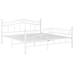 Foto van The living store tweepersoonsbed - bedframe gepoedercoat metaal - 209 x 167 x 92.5 cm - wit