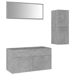 Foto van The living store badkamermeubelset - betongrijs - 90x38.5x46cm - 1 wastafelkast - 1 lage kast - 1 spiegel