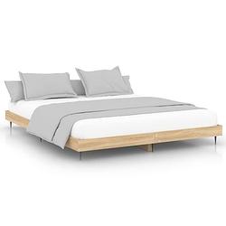 Foto van The living store bedframe - bedden - 203 x 183 x 20 cm - sonoma eiken