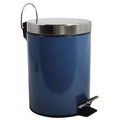 Foto van Msv prullenbak/pedaalemmer - metaal - marine blauw - 3 liter - 17 x 25 cm - badkamer/toilet - pedaalemmers