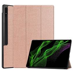 Foto van Basey samsung galaxy tab s9 ultra hoes case met s pen uitsparing - samsung tab s9 ultra hoesje book cover - rosé goud