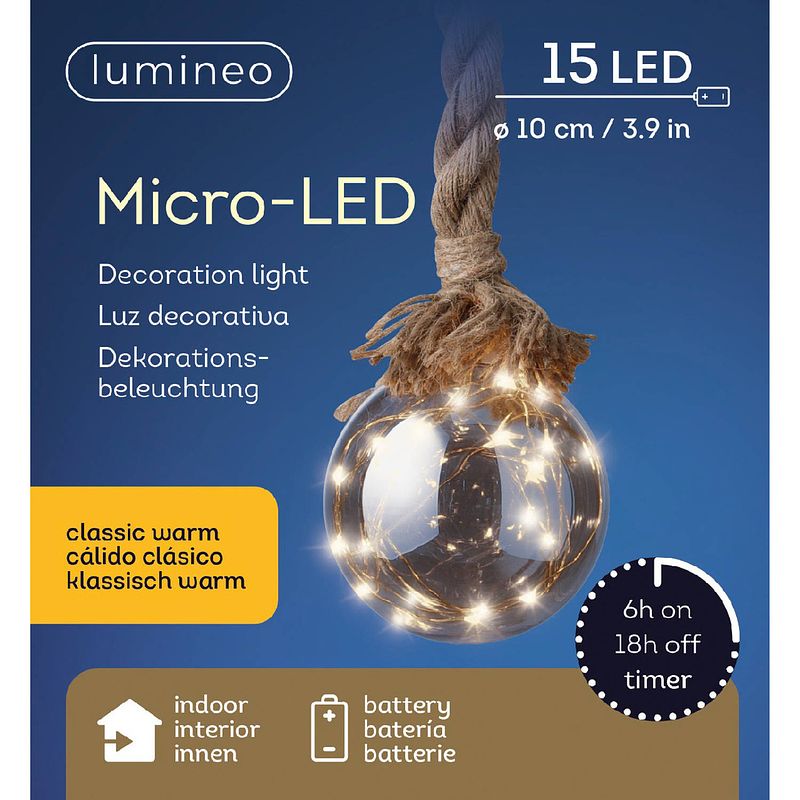 Foto van Kerst micro led bal steady binnen warm wit dia10.00-h80.00cm-15l