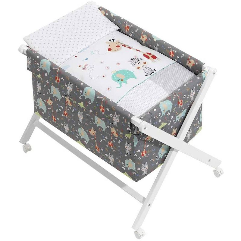 Foto van Interbaby wieg jungle 90 x 55 cm hout donkergrijs 5-delig