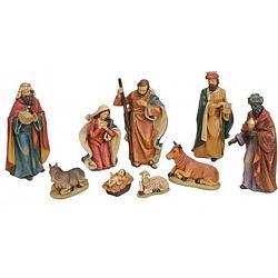 Foto van Polystone kerststal beeldjes / beelden 9 stuks 4 tot 19 cm - kerststallen