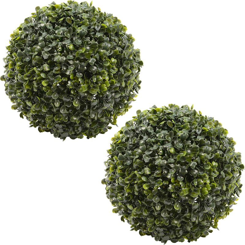 Foto van 2x stuks buxus bol kunstplanten - d26 cm - groen - kunststof - kunstplanten