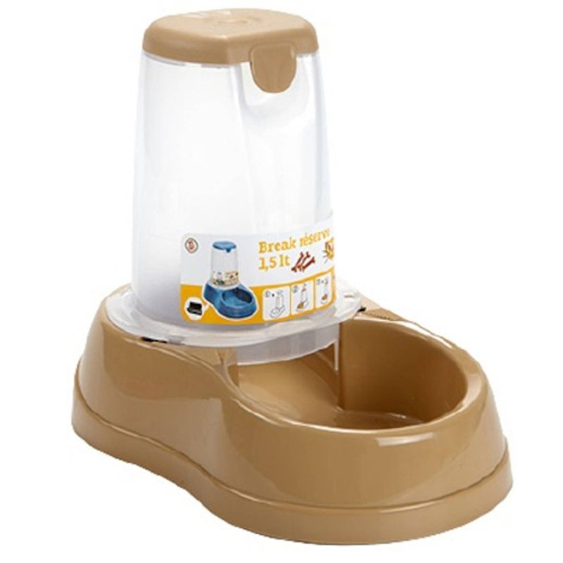 Foto van Stefanplast dierenvoederbak 1,5 liter beige/transparant