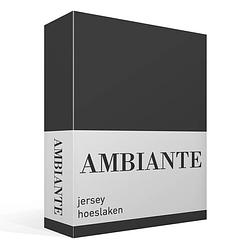 Foto van Ambiante jersey hoeslaken - 100% gebreide jersey katoen - lits-jumeaux (180x200 cm) - antraciet