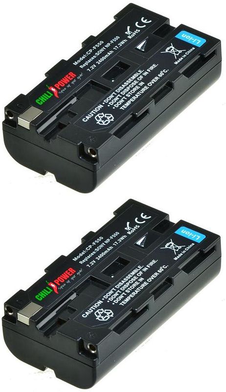 Foto van Chilipower np-f530 / np-f550 accu voor sony - 2400mah - 2-pack