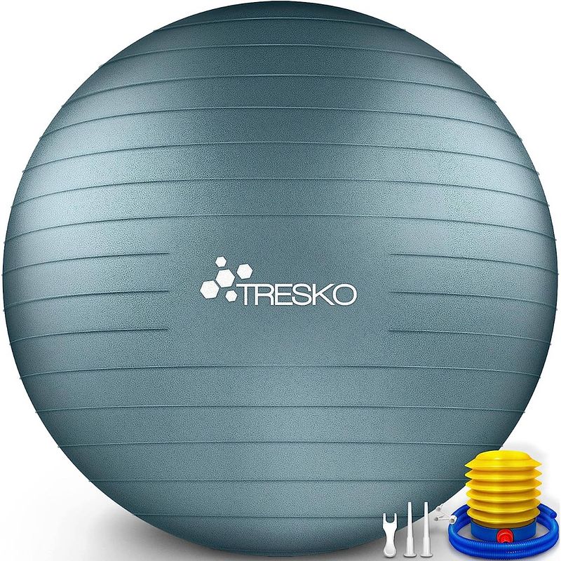 Foto van Fitnessbal, yogabal met pomp - diameter 65 cm - grey blue