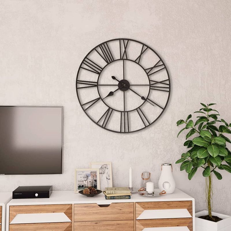 Foto van Infiori wandklok vintage-stijl met quartz-mechanisme xxl 80 cm metaal