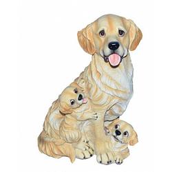 Foto van Honden beeldje golden retriever met puppies 35 cm