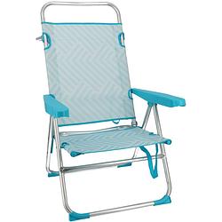 Foto van Gerimport strandstoel 64 x 50 cm aluminium/textiel blauw/wit