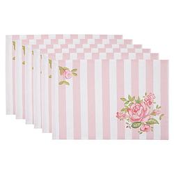 Foto van Clayre & eef placemats set van 6 48x33 cm roze katoen rechthoek rozen roze