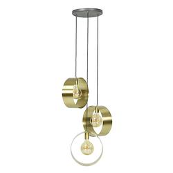 Foto van Dimehouse industriële hanglamp golden - goud - 3-lichts getrapt