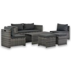 Foto van Vidaxl loungeset met kussens 6-delig poly rattan grijs