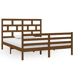 Foto van The living store houten bedframe - modern - slaapkamermeubilair - afmeting- 160 x 200 cm - kleur- honingbruin