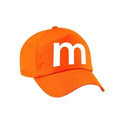 Foto van Letter m pet / cap oranje voor volwassenen - verkleed / carnaval baseball cap - verkleedhoofddeksels