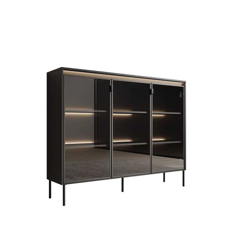 Foto van Meubella dressoir timoteo - mat zwart - 150 cm