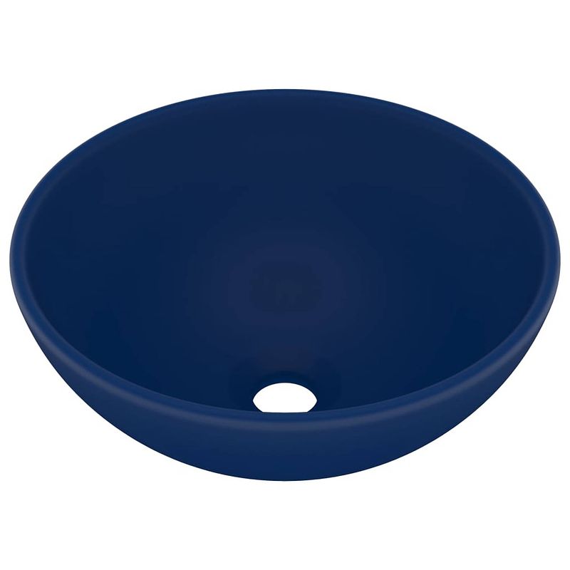 Foto van Vidaxl wastafel rond 32,5x14 cm keramiek mat donkerblauw