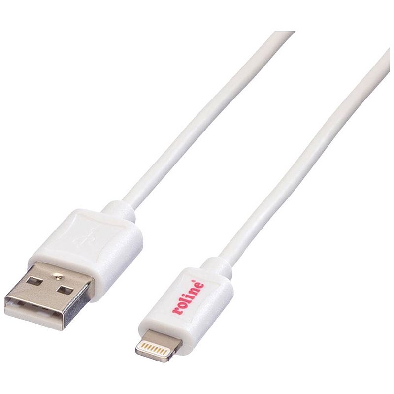 Foto van Roline usb-kabel usb 2.0 usb-a stekker, apple lightning stekker 1.00 m wit afgeschermd 11.02.8321