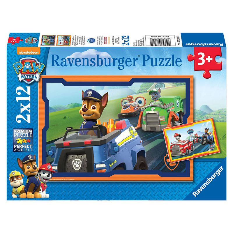 Foto van Ravensburger puzzel paw patrol in actie - 2 x 12 stukjes