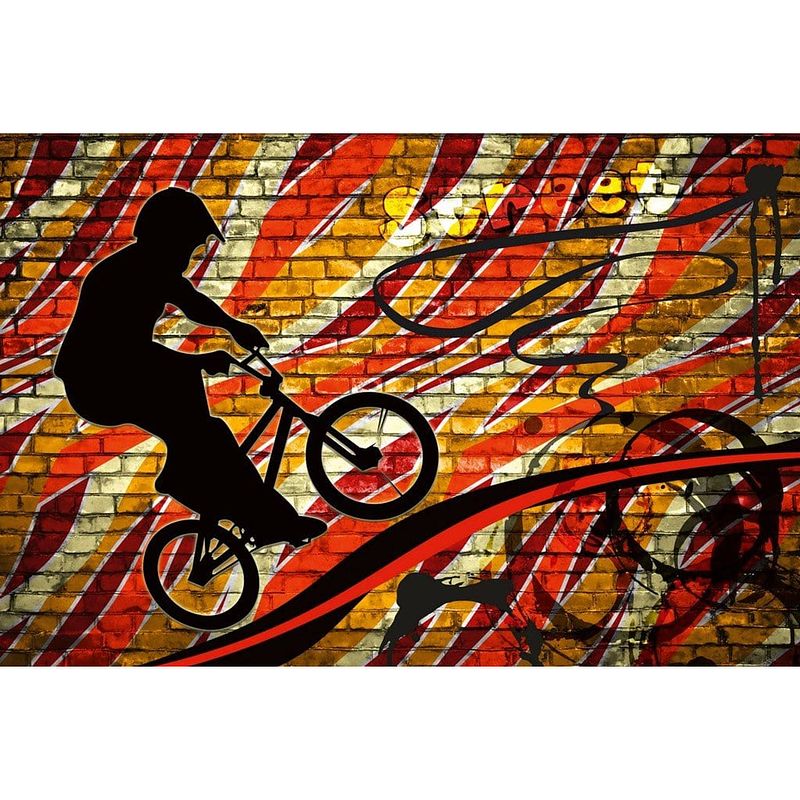 Foto van Dimex bicycle red vlies fotobehang 375x250cm 5-banen