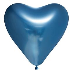 Foto van Wefiesta vormballon hart spiegelend 30 cm latex blauw 6 stuks