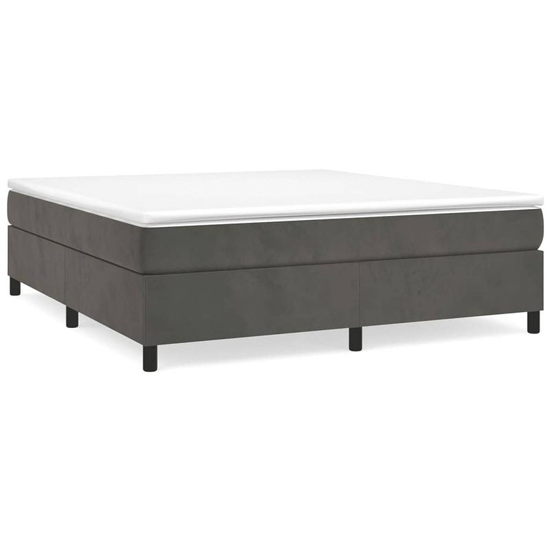 Foto van The living store boxspringframe fluweel donkergrijs - 203x200x35 cm - ondersteunende poten - multiplex lattenbodem -