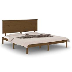 Foto van The living store houten bedframe - grenenhout - 150 x 200 cm - honingbruin