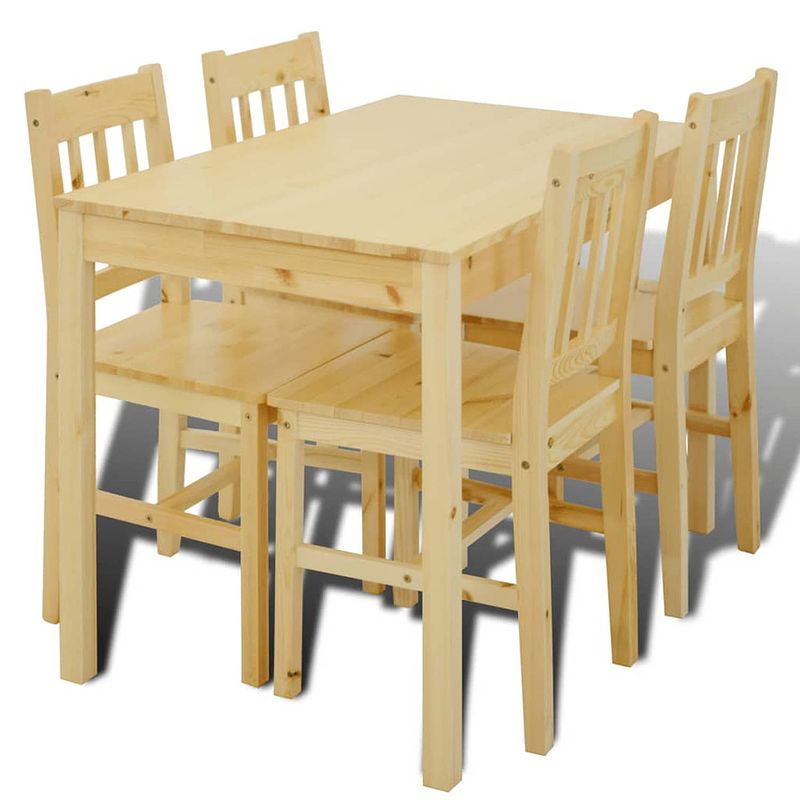 Foto van Vidaxl eettafel met 4 stoelen hout naturel