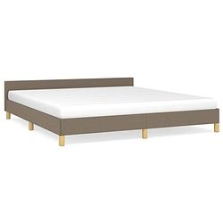 Foto van The living store bedframe - taupe - 203 x 183 x 50 cm - multiplex lattenbodem