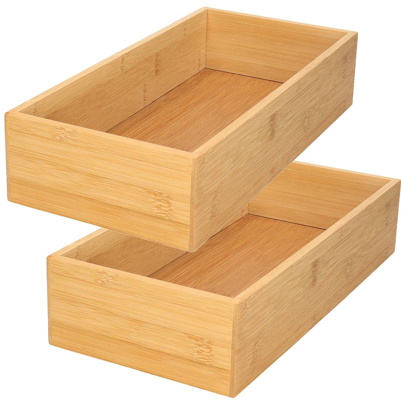 Foto van 2x stuks kast/lade/make-up sorteer organizer bamboe hout bakje 15 x 30.5 x 6.5 cm - make-up dozen