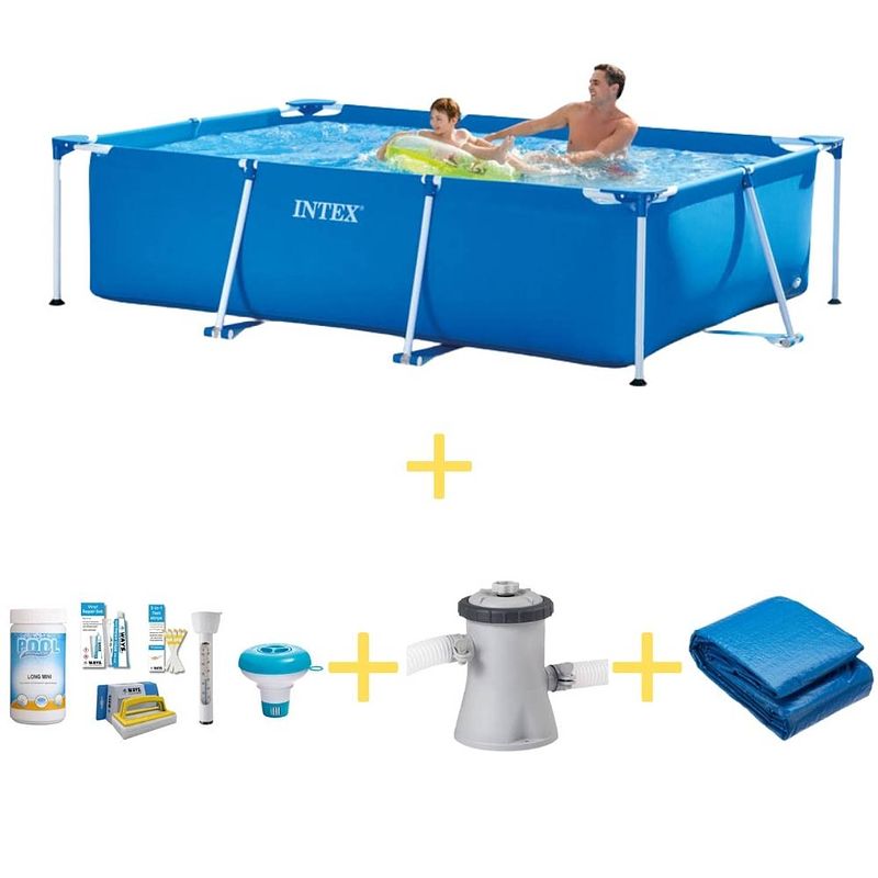 Foto van Intex zwembad - frame pool - 260 x 160 x 65 cm - inclusief ways onderhoudspakket, filterpomp & grondzeil