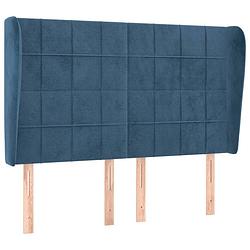 Foto van Vidaxl hoofdbord met randen 147x23x118/128 cm fluweel donkerblauw